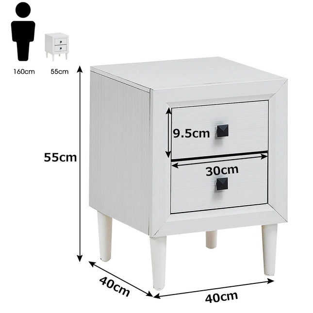 Tables de chevet table d'appoint en bois avec 2 tiroirs table basse table de canapé moderne blanc