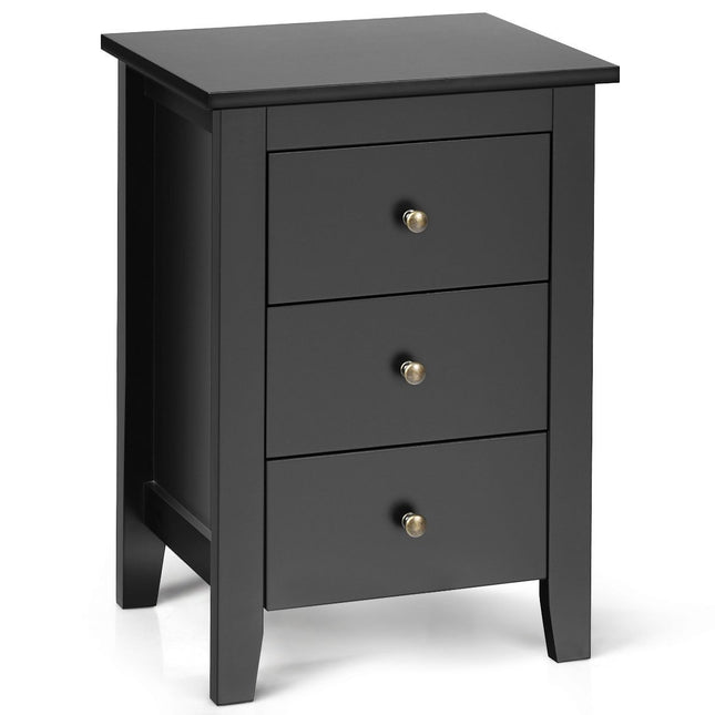 Table de chevet avec 3 tiroirs pour lit à sommier tapissier 46 x 37 x 65 cm noir