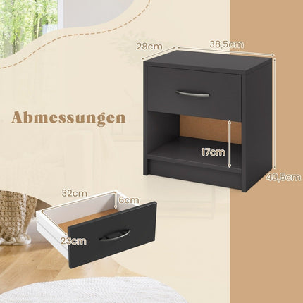 Nachttisch mit Schublade Kleiner Beistelltisch mit offenem Fach 38,5 x 28 x 40,5 cm Grau