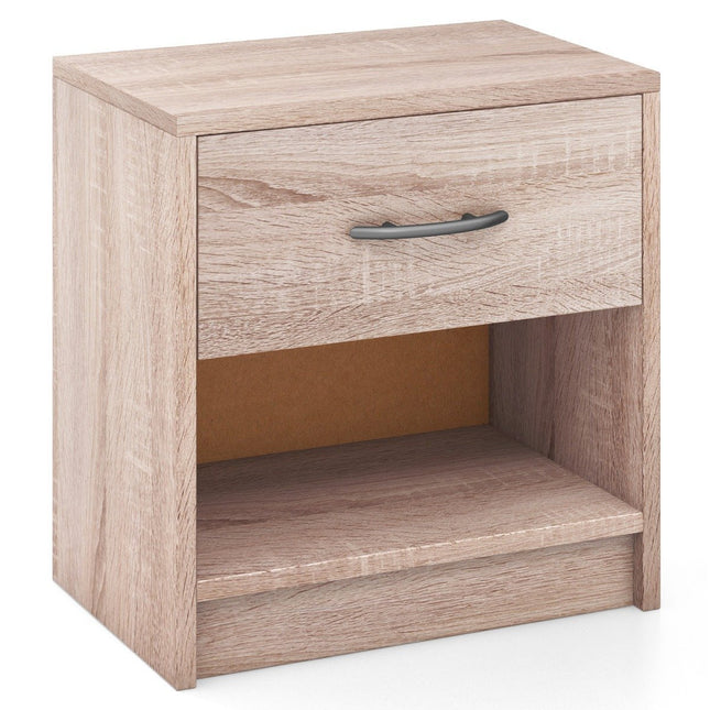 Table de chevet avec tiroir Petite table d'appoint avec compartiment ouvert 38,5 x 28 x 40,5 cm naturel