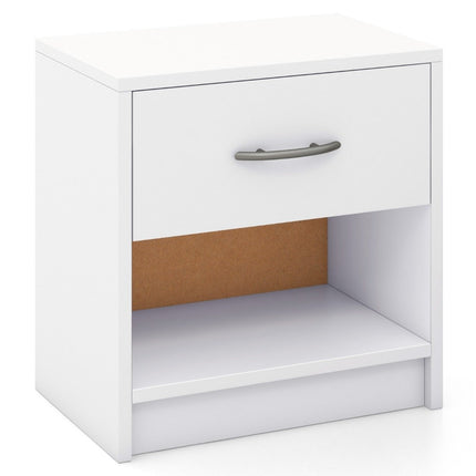 Nachttisch mit Schublade Kleiner Beistelltisch mit offenem Fach 38,5 x 28 x 40,5 cm weiß