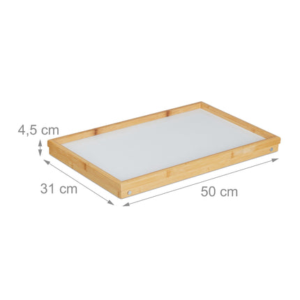Plateau de lit en blanc et bambou