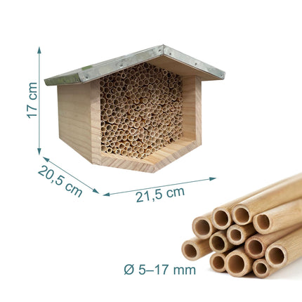 Hôtel à abeilles avec toit métallique pour abeilles sauvages