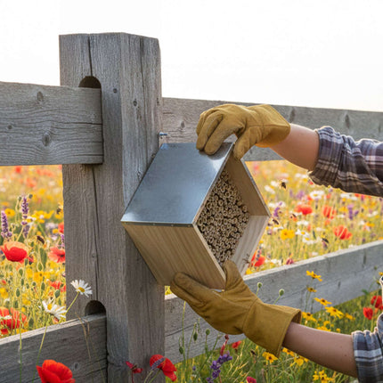 Bienenhotel mit Metalldach für Wildbienen