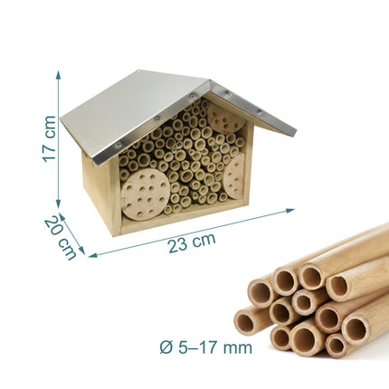 Bienenhotel mit Metalldach für Wildbienen