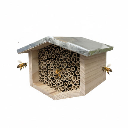 Hôtel à abeilles avec toit métallique pour abeilles sauvages