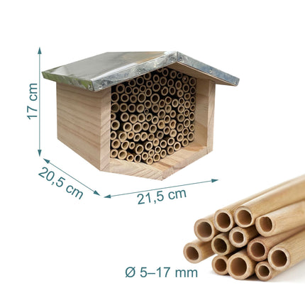 Hôtel à abeilles avec toit métallique pour abeilles sauvages