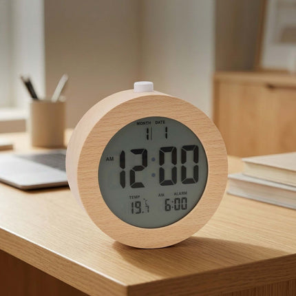 Buchenholz Digitalwecker mit Schlummerfunktion