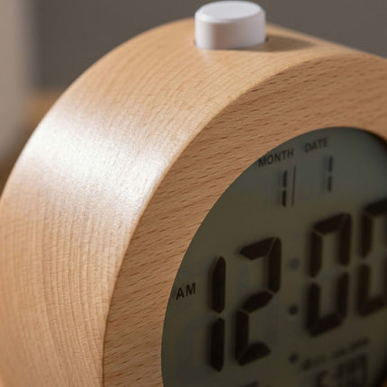 Buchenholz Digitalwecker mit Schlummerfunktion