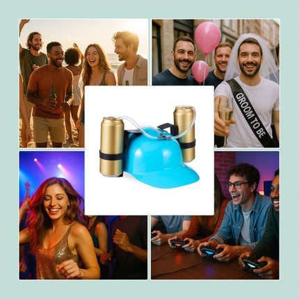 Chapeau pour boire de la bière - Accessoire de fête mains libres