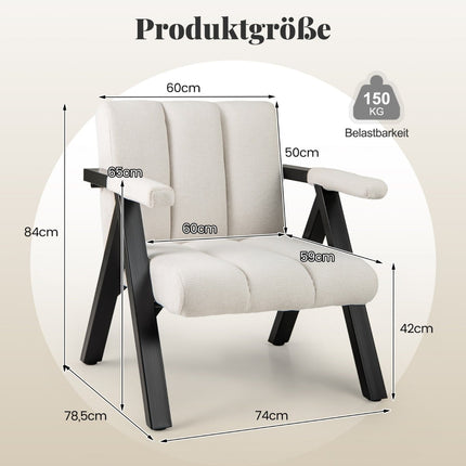 Beiger Loungesessel mit Armlehnen & Metallgestell