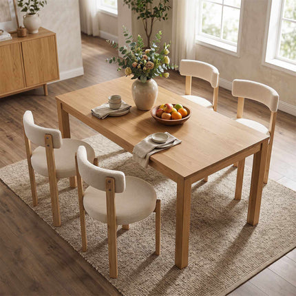 Beige Plüsch-Esszimmerstühle, 2er-Set – Beine aus Massivholz, Tragkraft 160 kg