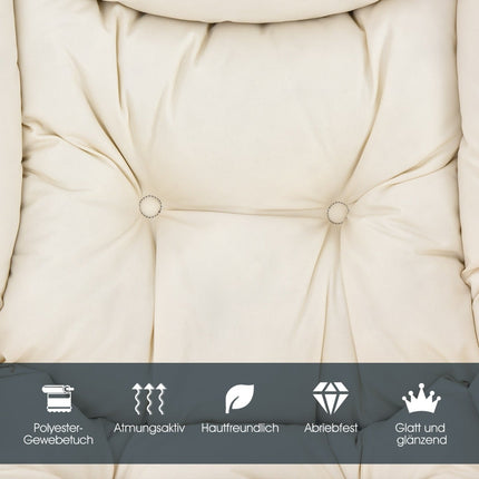 Fauteuil inclinable beige avec accoudoirs et poche latérale, capacité de 114 kg