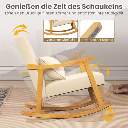 Fauteuil à bascule beige avec dossier haut et coussin d'assise rembourré