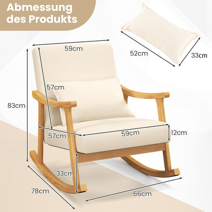 Fauteuil à bascule beige avec dossier haut et coussin d'assise rembourré