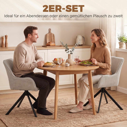 Ensemble de 2 chaises de salle à manger pivotantes beiges avec accoudoirs