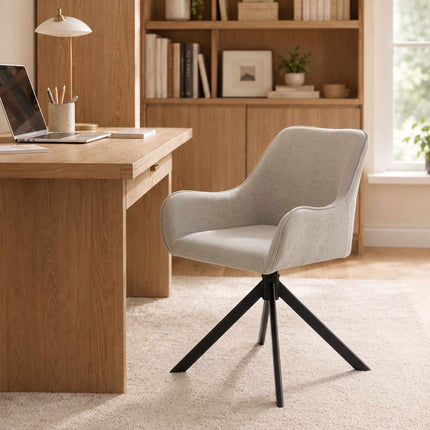 Ensemble de 2 chaises de salle à manger pivotantes beiges avec accoudoirs