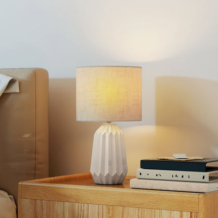 Lampe de table beige avec abat-jour en lin, 22 x 39 cm, style vintage