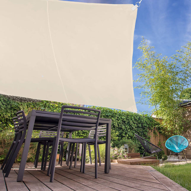 Voile d'ombrage beige anti-UV pour terrasse et balcon