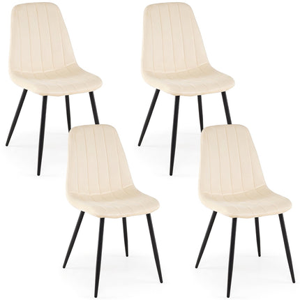 Chaises de salle à manger rembourrées beiges, ensemble de 4 avec pieds en métal