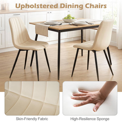 Chaises de salle à manger rembourrées beiges, ensemble de 4 avec pieds en métal