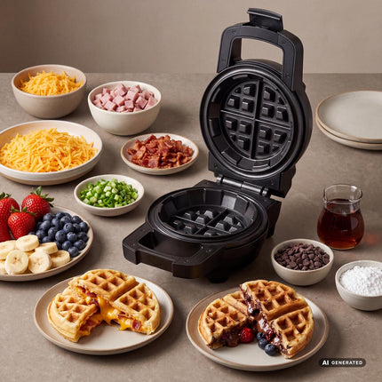 Gaufrier belge fourré 700 W avec fonction retournement, 16 cm, antiadhésif