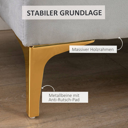 Schuhbank aus Samt, hellgrau, 118x45x42cm