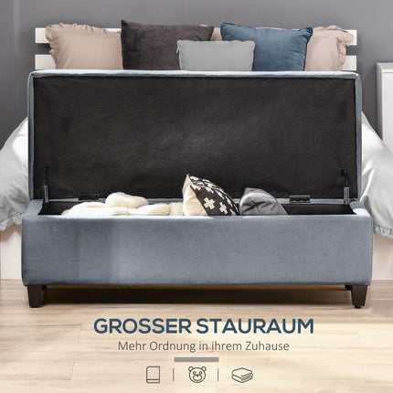 Gray upholstered storage bench - Linnelook Bed & Living Room