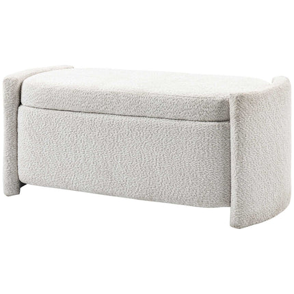 Cremefarbene Samt-Sitzbank mit Stauraum und Deckel - 105 x 44 x 45,5 cm