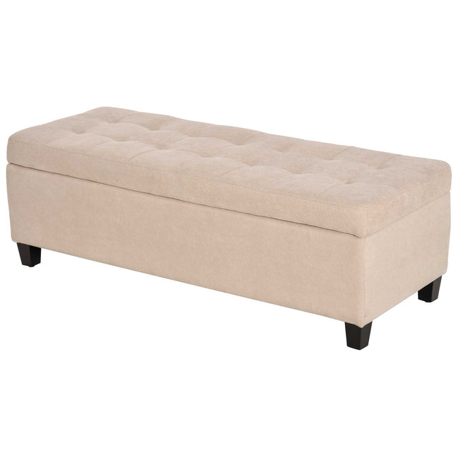 Gepolsterte Aufbewahrungsbank – Leinen-Optik, Beige