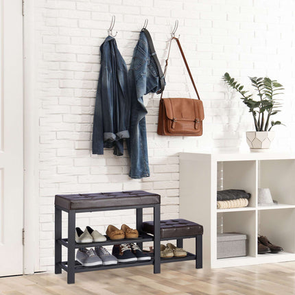 Bank mit Schuhablage und Hocker