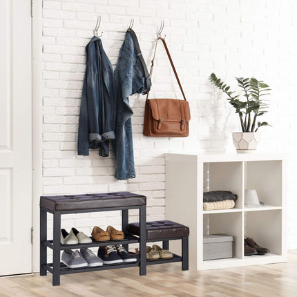 Bank mit Schuhablage und Hocker