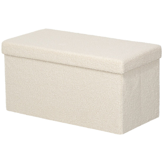Klappbare Aufbewahrungsbank in Samtoptik - Creme, 76x38x38 cm
