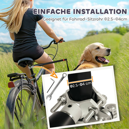 Laisse de vélo pour chiens Laisse de vélo pour chien Installation et démontage faciles Laisse pour chien pour vélo, cyclisme, entraînement, jogging, noir