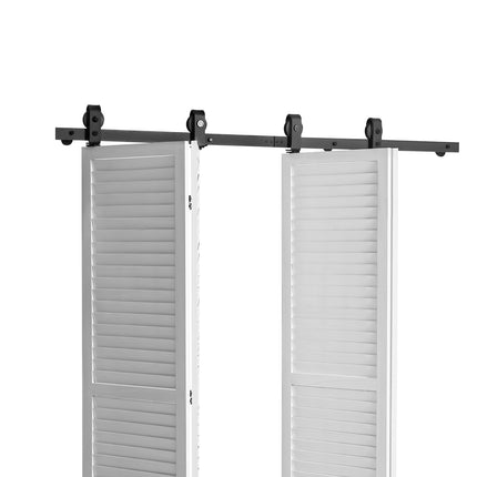 Bifold Sliding Barn Door Track Kit, 64 In, For 4 Doors