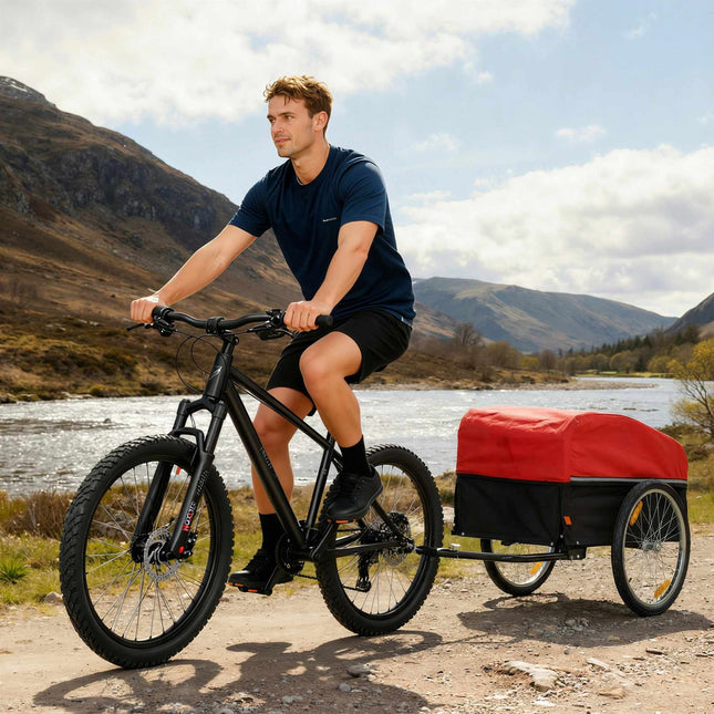 Remorque vélo avec coffre de rangement de 170 L, compatible avec les roues de 22" à 28"