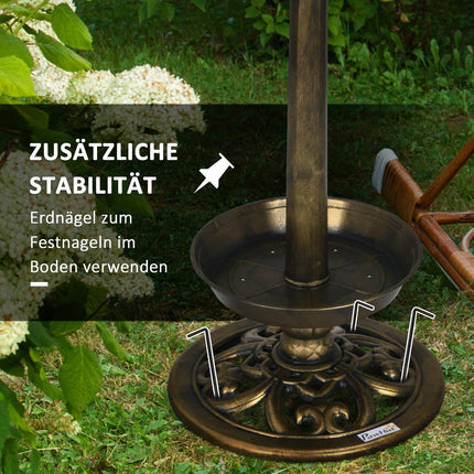 Solar-Vogelbad mit Futterstelle – 110 cm Höhe, Bronze-Finish