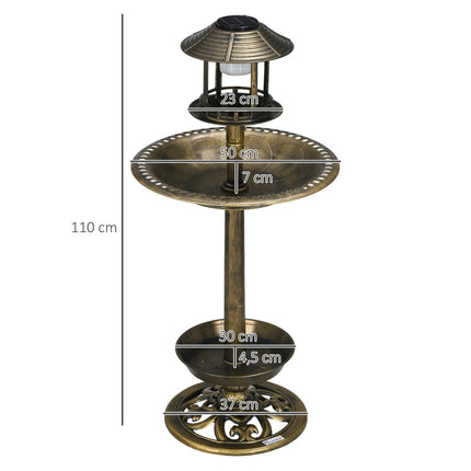 Solar-Vogelbad mit Futterstelle – 110 cm Höhe, Bronze-Finish