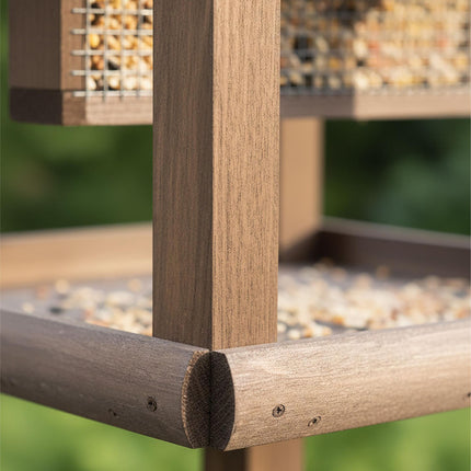 Mangeoire à oiseaux avec support - Bois de sapin, résistante aux prédateurs