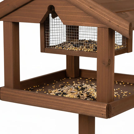 Mangeoire à oiseaux avec support - Bois de sapin, résistante aux prédateurs