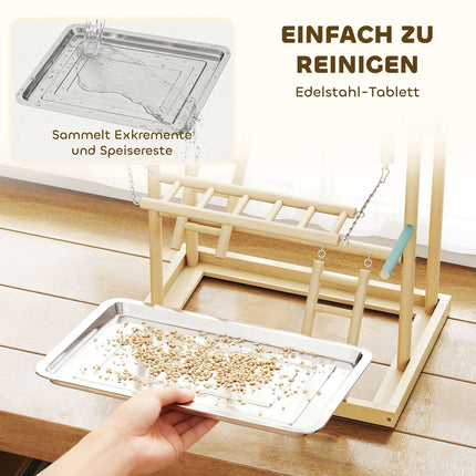 Vogelspielplatz, 4 Ebenen, Edelstahlschale, Naturholz