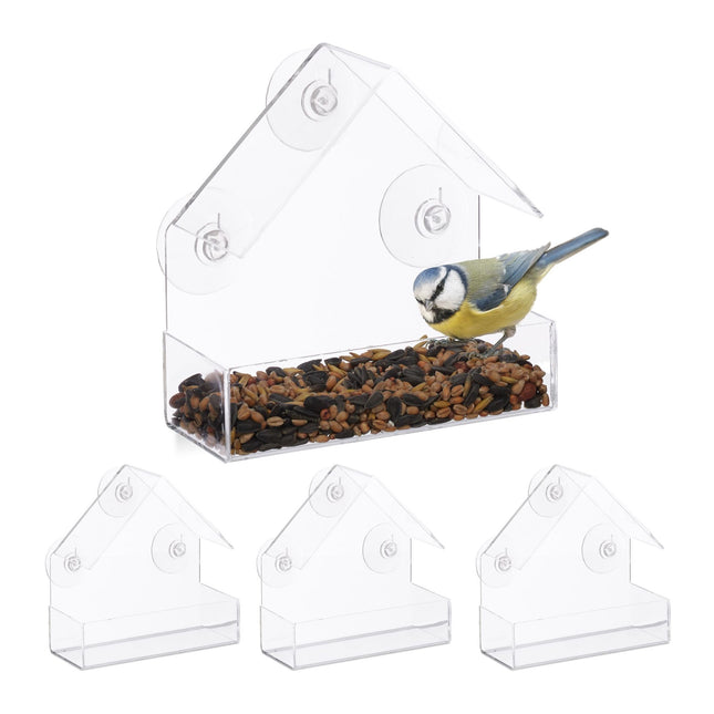 Mangeoire à oiseaux pour fenêtres, lot de 4