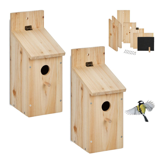 Kits de nichoirs avec perchoir et toit à charnières - Lot de 2
