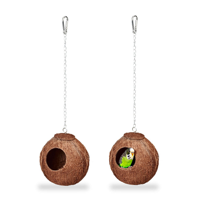 Vogelhäuschen Kokosnuss 2er Set
