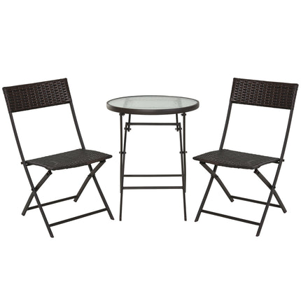 3-teiliges Polyrattan Klapp-Bistro-Set für Balkon - Braun