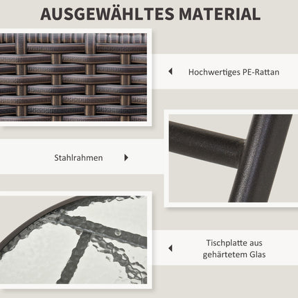 3-teiliges Polyrattan Klapp-Bistro-Set für Balkon - Braun