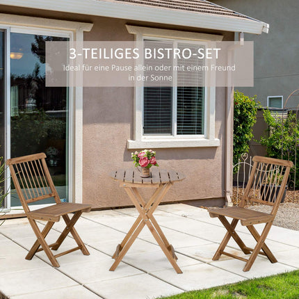 Klappbares Bistro-Set aus Holz für 2 Personen, naturbelassen