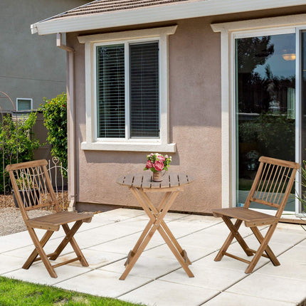 Klappbares Bistro-Set aus Holz für 2 Personen, naturbelassen