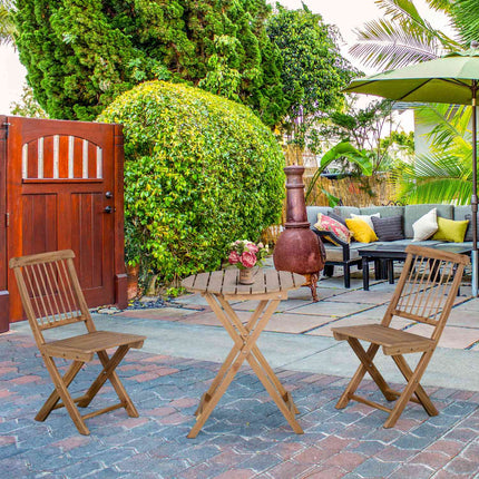 Klappbares Bistro-Set aus Holz für 2 Personen, naturbelassen