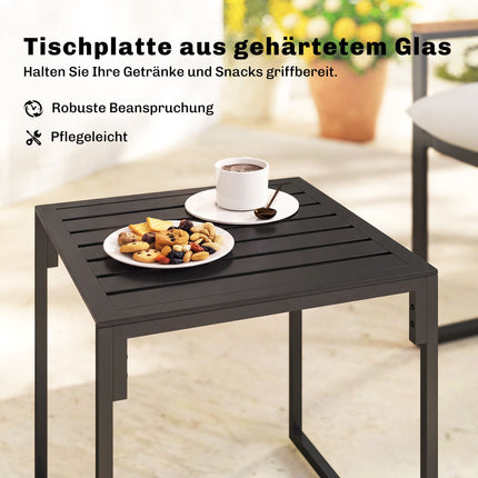Ensemble bistro avec chaises et table rembourrées, noir/gris